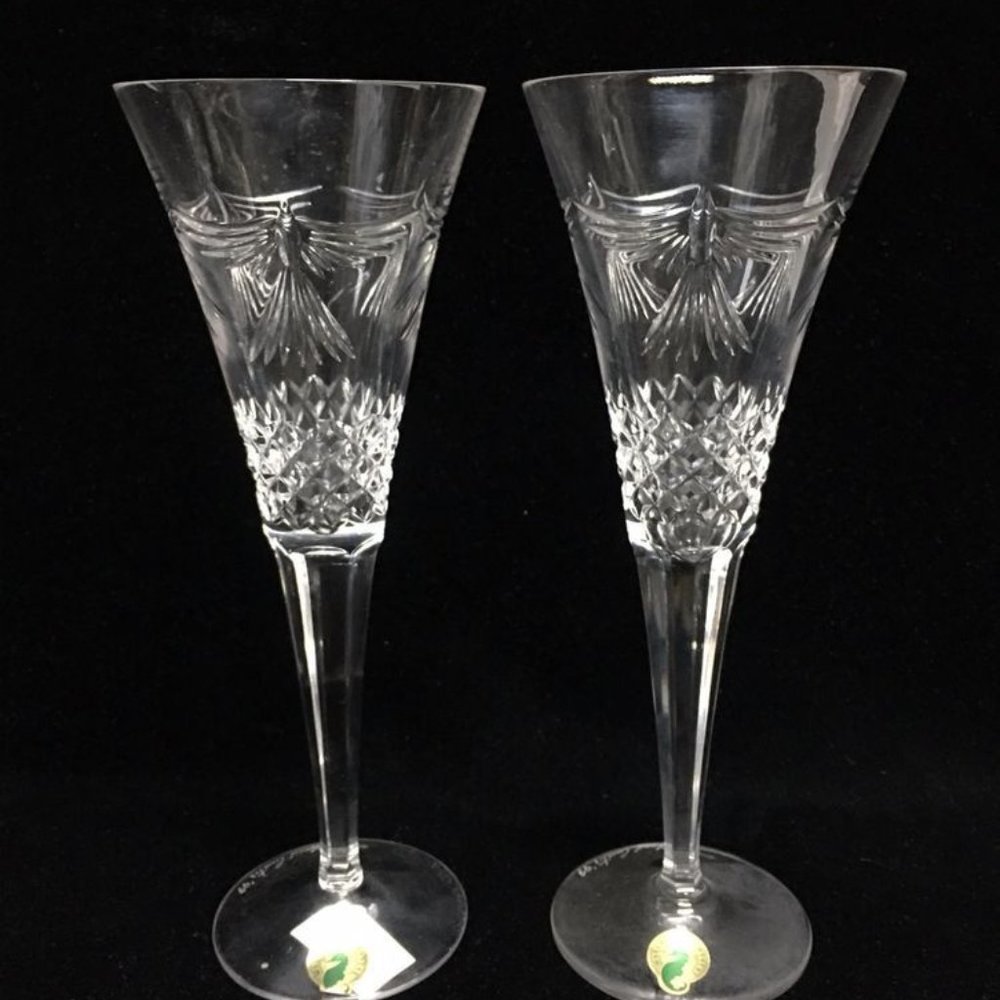Waterford The Millenium Peace Toasting Flutes BOX AND PAPERWORK VTG GIFT FOR MOM